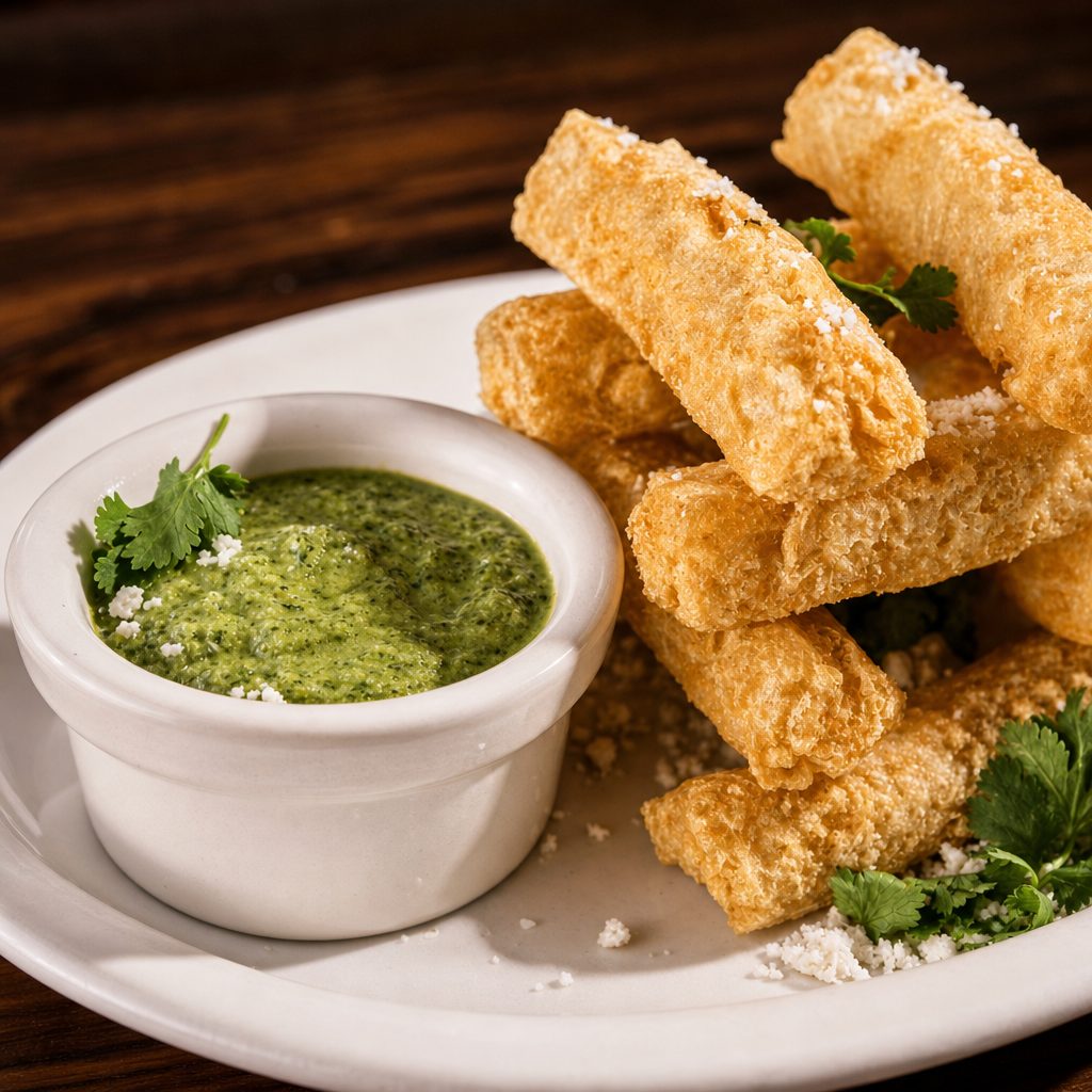 Yucca Frita con Salsa Verde.